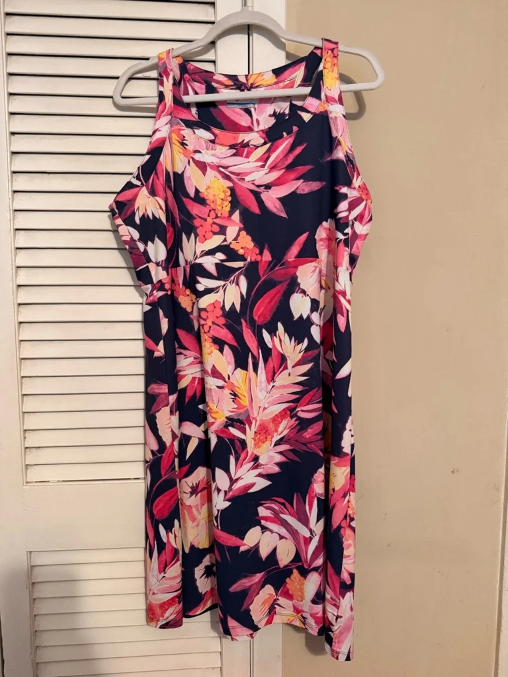 Columbia Floral PFG Tank Dress in Navy, Pink, Yellow - Picture 1 of 4